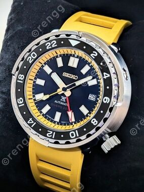 Seiko Prospex Automatic Diver GMT Tuna Canned Watch - Black Yellow 47mm Sapphire